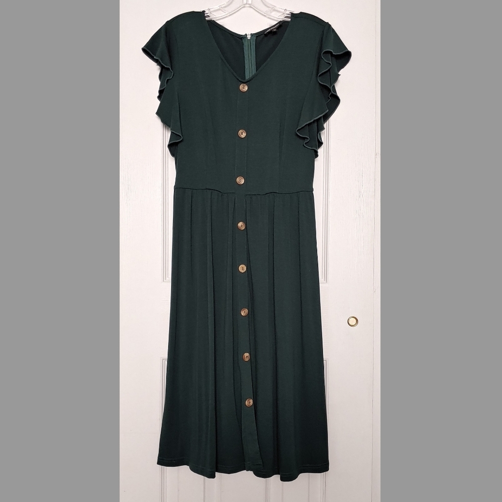 Knee-Length Dress with Ruffled Sleeves